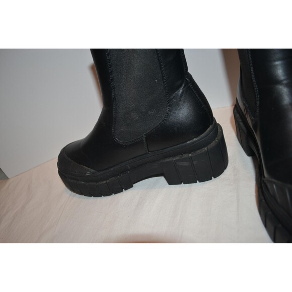 Redo Black Chunky Platform Boots Military Retro Monster - Picture 4 of 7